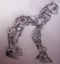 Size: 1166x1244 | Tagged: safe, artist:night5699, robot, photo, solo, traditional art