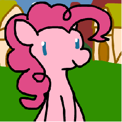 Size: 300x300 | Tagged: safe, artist:caitsith511, pinkie pie, earth pony, pony, g4, animated, cupcake, cute, diapinkes, eating, eyes closed, feeding, feeding ponies, female, floppy ears, good times, hand, happy, mare, nom, open mouth, outdoors, smiling, solo focus, tongue out
