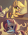 Size: 845x1056 | Tagged: safe, artist:grissaecrim, applejack, rarity, g4, my little pony: friendship is magic, trade ya!, big ears, female, jewelry, lesbian, pie tin, scene interpretation, ship:rarijack, shipping