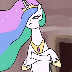 Size: 600x600 | Tagged: safe, artist:hudoyjnik, princess celestia, alicorn, pony, g4, crossed arms, female, meme, parody, robert downey jr, solo