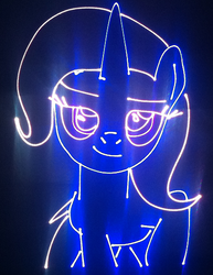 Size: 834x1080 | Tagged: safe, artist:laserpon3, trixie, pony, unicorn, g4, female, laser, mare, photo, solo