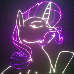 Size: 1152x1158 | Tagged: safe, artist:laserpon3, rarity, g4, female, laser, moustache, photo, solo