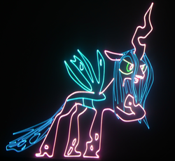 Size: 2899x2652 | Tagged: safe, artist:laserpon3, queen chrysalis, changeling, changeling queen, g4, female, high res, laser, photo, solo