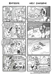 Size: 1819x2551 | Tagged: safe, artist:mrs1989, nightmare moon, princess cadance, princess luna, shining armor, g4, 4koma, comic, monochrome, night guard