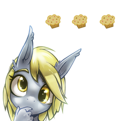Size: 500x500 | Tagged: dead source, safe, artist:php94, derpy hooves, anthro, g4, close-up, cropped, female, muffin, solo