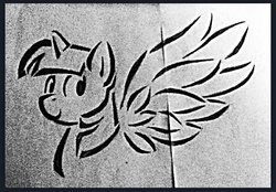 Size: 640x446 | Tagged: safe, artist:thekatwoman, twilight sparkle, alicorn, pony, g4, black and white, female, grayscale, mare, monochrome, solo, stealth pun, traditional art, twilight sparkle (alicorn)