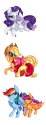 Size: 515x1390 | Tagged: safe, artist:burgerlicious, apple bloom, applejack, rainbow dash, rarity, scootaloo, sweetie belle, earth pony, pegasus, pony, unicorn, g4, cutie mark crusaders, female, filly, foal, mare, simple background, sisters, transparent background