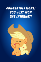 Size: 300x450 | Tagged: safe, artist:beavernator, edit, applejack, earth pony, pony, g4, baby, baby pony, babyjack, cute, eyes closed, female, foal, internet, jackabetes, sitting, solo