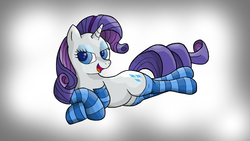 Size: 1920x1080 | Tagged: safe, artist:keyfin, rarity, g4, clothes, female, socks, solo, striped socks