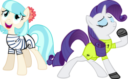 Size: 1754x1094 | Tagged: safe, artist:ironm17, coco pommel, rarity, earth pony, pony, unicorn, g4, clothes, duo, duo female, female, football, france, gloves, jersey, mare, short-sleeved goalkeeper jersey, simple background, transparent background, world cup
