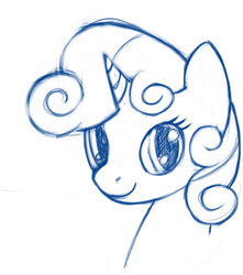 Size: 450x509 | Tagged: safe, artist:btbunny, sweetie belle, g4, female, monochrome, portrait, simple background, solo