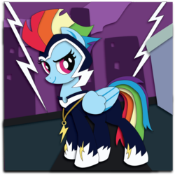 Size: 896x896 | Tagged: safe, artist:the-paper-pony, rainbow dash, zapp, g4, power ponies (episode), clothes, costume, female, power ponies, solo