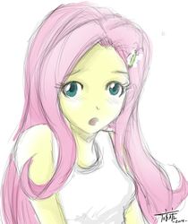 Size: 750x894 | Tagged: safe, artist:tokatl, fluttershy, equestria girls, g4, clothes, female, sketch, solo, tank top