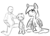 Size: 1212x861 | Tagged: safe, artist:nobody, derpy hooves, oc, oc:anon, oc:melody, human, satyr, g4, daughter, family, father, monochrome, mother, offspring, parent:derpy hooves