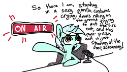 Size: 1280x734 | Tagged: safe, artist:nobody, lyra heartstrings, pony, unicorn, g4, female, microphone, noodle incident, on air, radio, solo