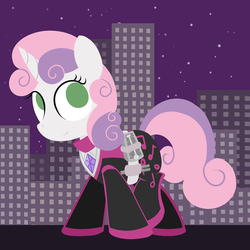 Size: 1280x1280 | Tagged: safe, artist:dtcx97, sweetie belle, g4, clothes, costume, female, sidekick, solo