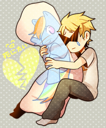 Size: 500x600 | Tagged: safe, artist:backdoorsluts009, body pillow, brony, crying, dirk strider, homestuck, japanese, sad