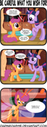 Size: 2000x5317 | Tagged: safe, artist:daringdashie, scootaloo, twilight sparkle, g4, breeziefied, comic, species swap, twilight sparkle (alicorn)