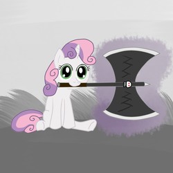 Size: 800x800 | Tagged: safe, artist:hip-indeed, sweetie belle, pony, unicorn, g4, axe, female, solo