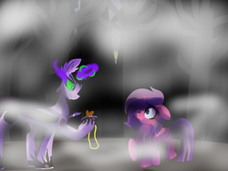 Size: 1024x768 | Tagged: safe, artist:animelabg, oc, oc only, alicorn, pony, alicorn oc, dark magic, fog, hoof hold, locket, magic, sombra eyes