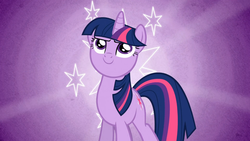 Size: 1365x768 | Tagged: safe, screencap, twilight sparkle, pony, unicorn, g4, my little pony: friendship is magic, the crystal empire, cutie mark background, female, horn, mare, solo, unicorn twilight