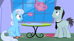 Size: 1365x768 | Tagged: safe, screencap, bruce mane, linky, shoeshine, g4, the crystal empire, magic, teacup, teapot