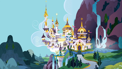 Size: 1365x768 | Tagged: safe, screencap, g4, the crystal empire, canterlot, castle, pony removed, scenery