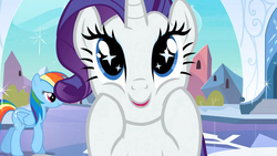 Size: 1365x768 | Tagged: safe, screencap, rainbow dash, rarity, pony, unicorn, g4, season 3, the crystal empire, female, mare, solo focus, sparkly eyes, wingding eyes