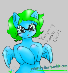 Size: 417x451 | Tagged: safe, artist:bunnycat, oc, oc only, oc:sweet key, pegasus, pony, :o, bipedal, blushing, confused, cute, ear fluff, female, glasses, head tilt, looking at you, solo, spread wings