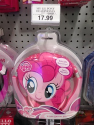 Size: 2448x3264 | Tagged: safe, pinkie pie, g4, headphones, high res, irl, merchandise, my little pony logo, photo, stock vector, toys r us