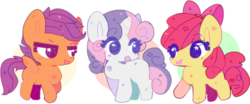 Size: 945x393 | Tagged: safe, artist:rarlty, apple bloom, scootaloo, sweetie belle, g4, cutie mark crusaders