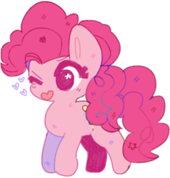 Size: 466x490 | Tagged: safe, artist:rarlty, pinkie pie, earth pony, pony, g4, chibi, cute, diapinkes, female, heart, mare, one eye closed, simple background, solo, starry eyes, transparent background, wingding eyes, wink