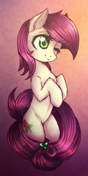 Size: 1005x2000 | Tagged: safe, artist:riddlekay, roseluck, g4, commissioner:doom9454, female, one eye closed, solo, tail bow, wink