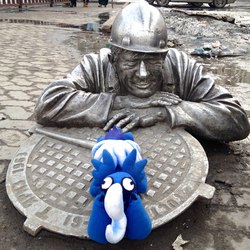 Size: 1024x1024 | Tagged: artist needed, safe, princess luna, g4, irl, omsk, photo, plushie, ponies around the world, siberia, solo, statue