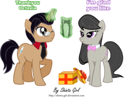 Size: 900x712 | Tagged: safe, artist:shinta-girl, octavia melody, oc, g4, aaron pony, present