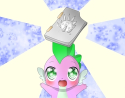 Size: 1509x1185 | Tagged: safe, artist:thegreatrouge, spike, g4, inspiration manifestation, my little pony: friendship is magic, book, cute, inspiration manifestation book, male, solo, spikabetes, the binding of isaac