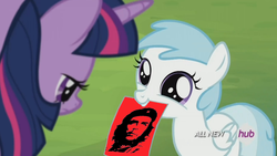 Size: 1656x932 | Tagged: safe, cotton cloudy, twilight sparkle, alicorn, pony, g4, my little pony: friendship is magic, trade ya!, che guevara, cotton cloudy reveals, exploitable meme, female, image macro, mare, meme, twilight sparkle (alicorn)