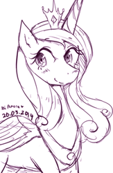 Size: 397x608 | Tagged: safe, artist:divided-s, princess cadance, g4, female, monochrome, pixiv, solo