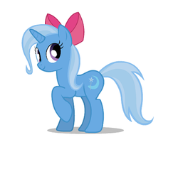 Size: 570x542 | Tagged: safe, artist:mixermike622, trixie, pony, unicorn, g4, bow, cute, diatrixes, female, hair bow, mare, raised hoof, smiling, solo