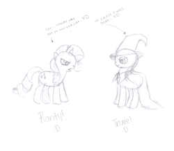 Size: 594x518 | Tagged: artist needed, safe, rarity, trixie, g4, sketch