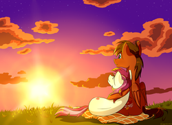 Size: 2370x1721 | Tagged: safe, artist:sigmanas, roseluck, oc, pony, g4, canon x oc, duo, female, male, shipping, straight