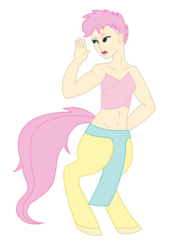 Size: 736x1064 | Tagged: safe, artist:unoriginai, oc, oc only, oc:flora, satyr, offspring, parent:fluttershy, shaved head, solo, wingless