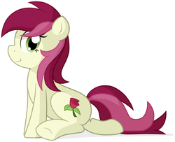 Size: 2810x2280 | Tagged: safe, artist:furrgroup, roseluck, earth pony, pony, g4, cute, female, high res, looking at you, simple background, sitting, smiling, solo, underhoof, white background