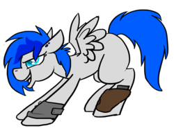 Size: 600x461 | Tagged: safe, oc, oc only, oc:sapphire sights, pegasus, pony, ask king sombra, fallout equestria, blank flank, gun, pipbuck, simple background, solo