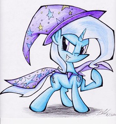 Size: 864x924 | Tagged: safe, artist:pelate, trixie, pony, unicorn, g4, female, grin, mare, smiling, solo, traditional art