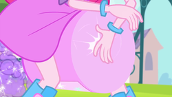 Size: 1440x810 | Tagged: safe, screencap, pinkie pie, equestria girls, g4, my little pony equestria girls: rainbow rocks, pinkie on the one, boots, bracelet, female, glitter, high heel boots, jewelry, out of context, solo