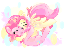 Size: 941x706 | Tagged: dead source, safe, artist:mariponihoney, fluttershy, pinkie pie, earth pony, pegasus, pony, g4, duo, female, glomp, hug, lesbian, ship:flutterpie, shipping