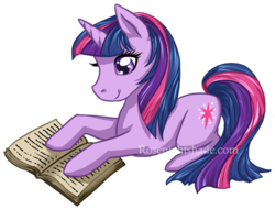 Size: 600x459 | Tagged: safe, artist:rosenightshade, twilight sparkle, g4, book, female, reading, solo