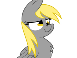 Size: 1600x1200 | Tagged: safe, artist:amberacrylic, derpy hooves, pegasus, pony, g4, chest fluff, female, mare, nose wrinkle, scrunchy face, solo