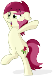 Size: 1941x2806 | Tagged: safe, artist:furrgroup, roseluck, earth pony, pony, g4, bipedal, female, floppy ears, simple background, solo, white background